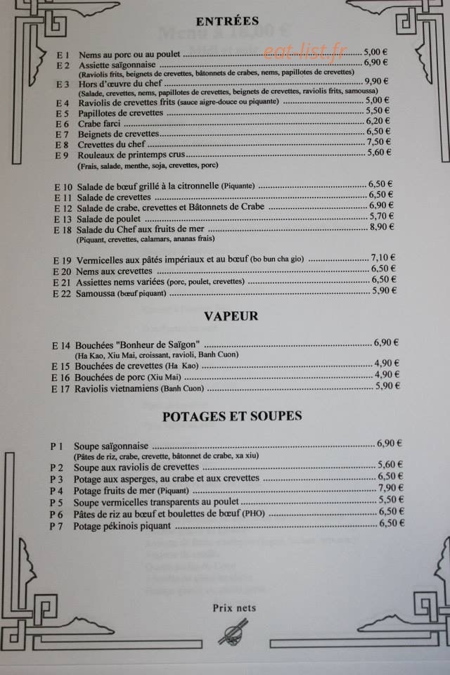 Au Bonheur de Saïgon — carte page 7