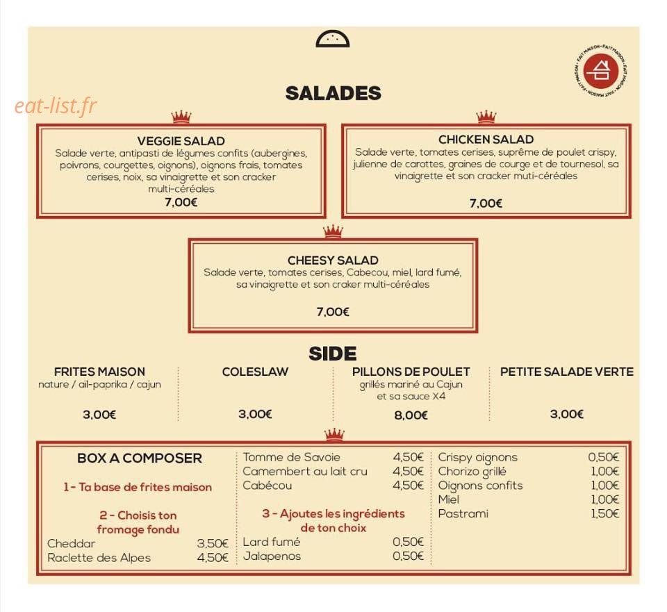 Burger shop — carte page 2