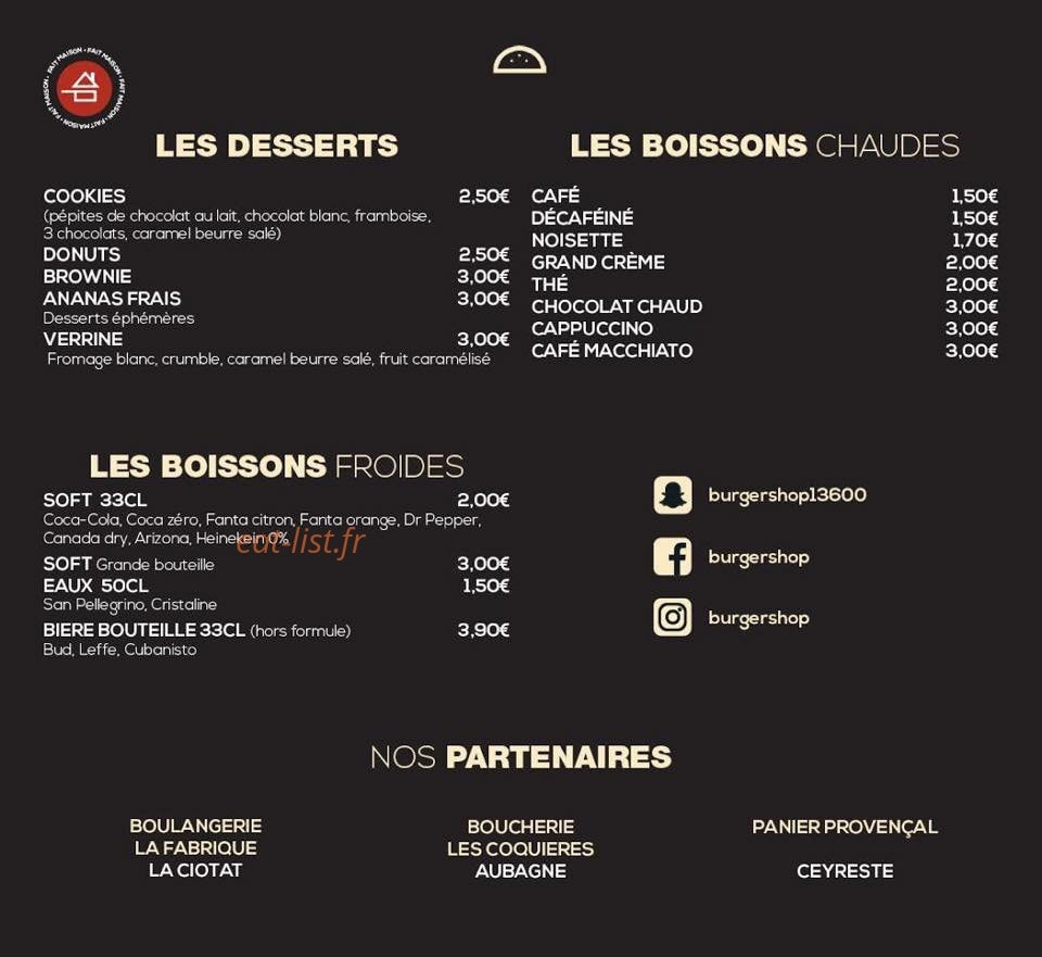 Burger shop — carte page 5