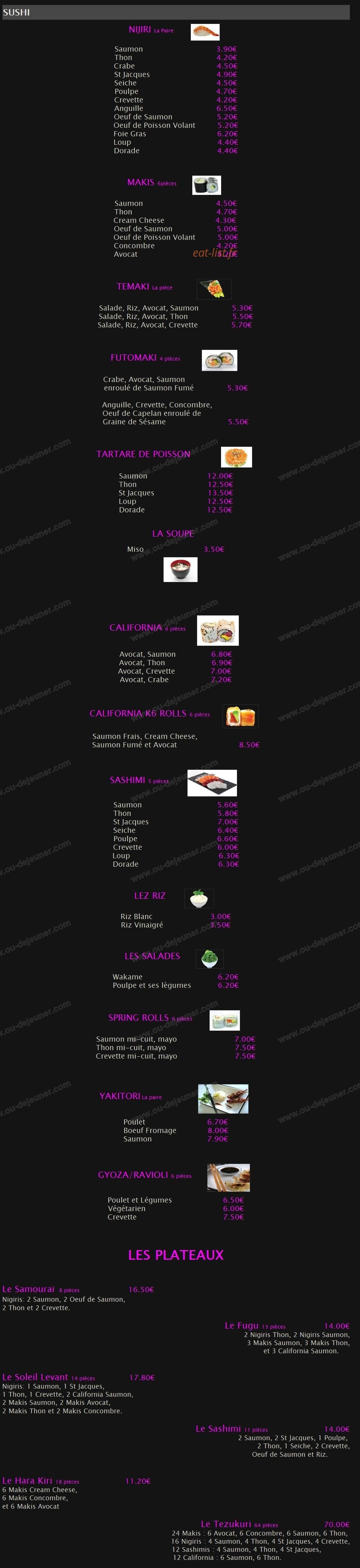 Chez Yannick — carte page 1