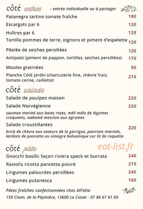 Côté Jardin — carte page 1