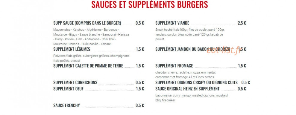 Frenchy Burger — carte page 6