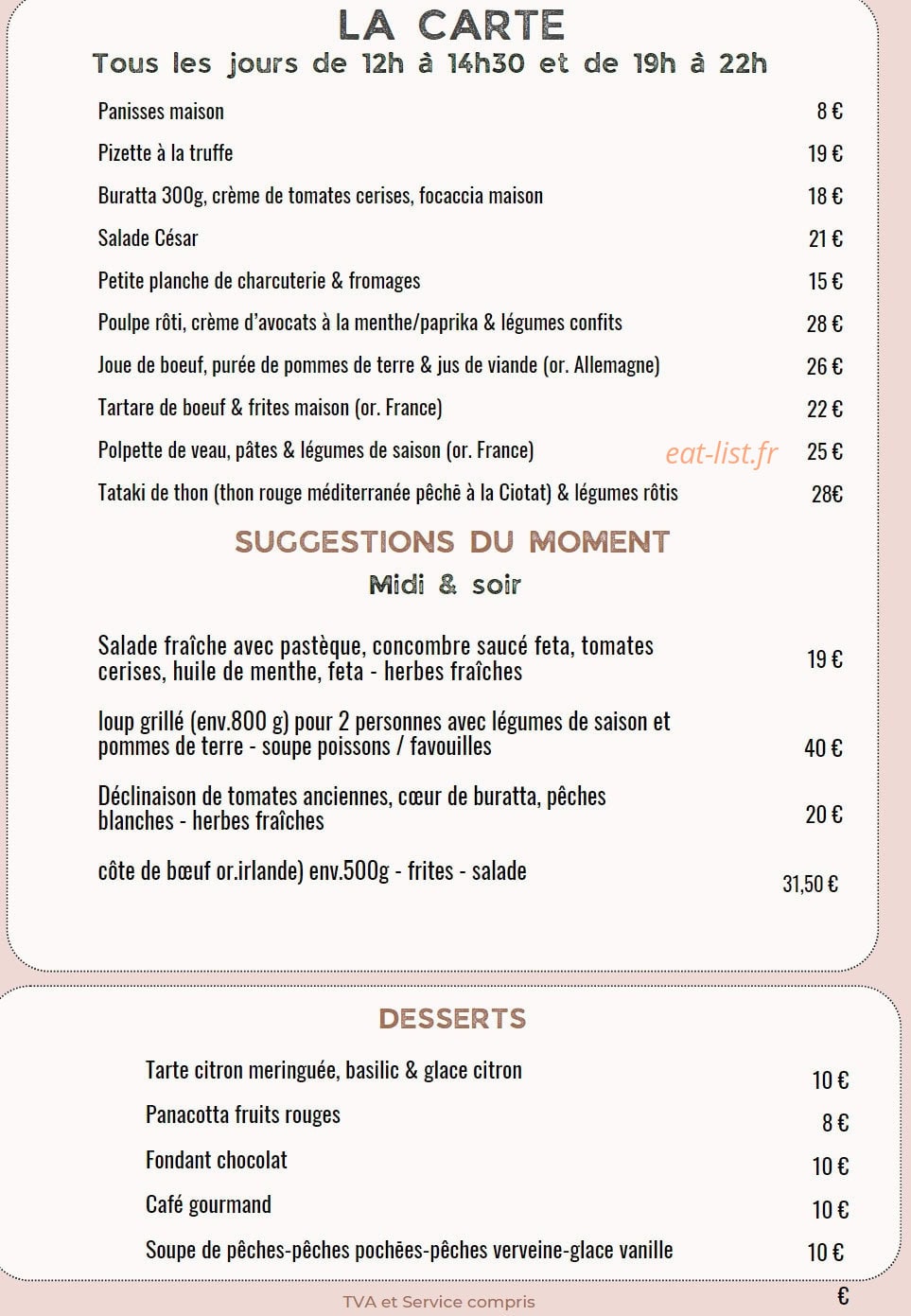 Hotel Rose Thé — carte page 4
