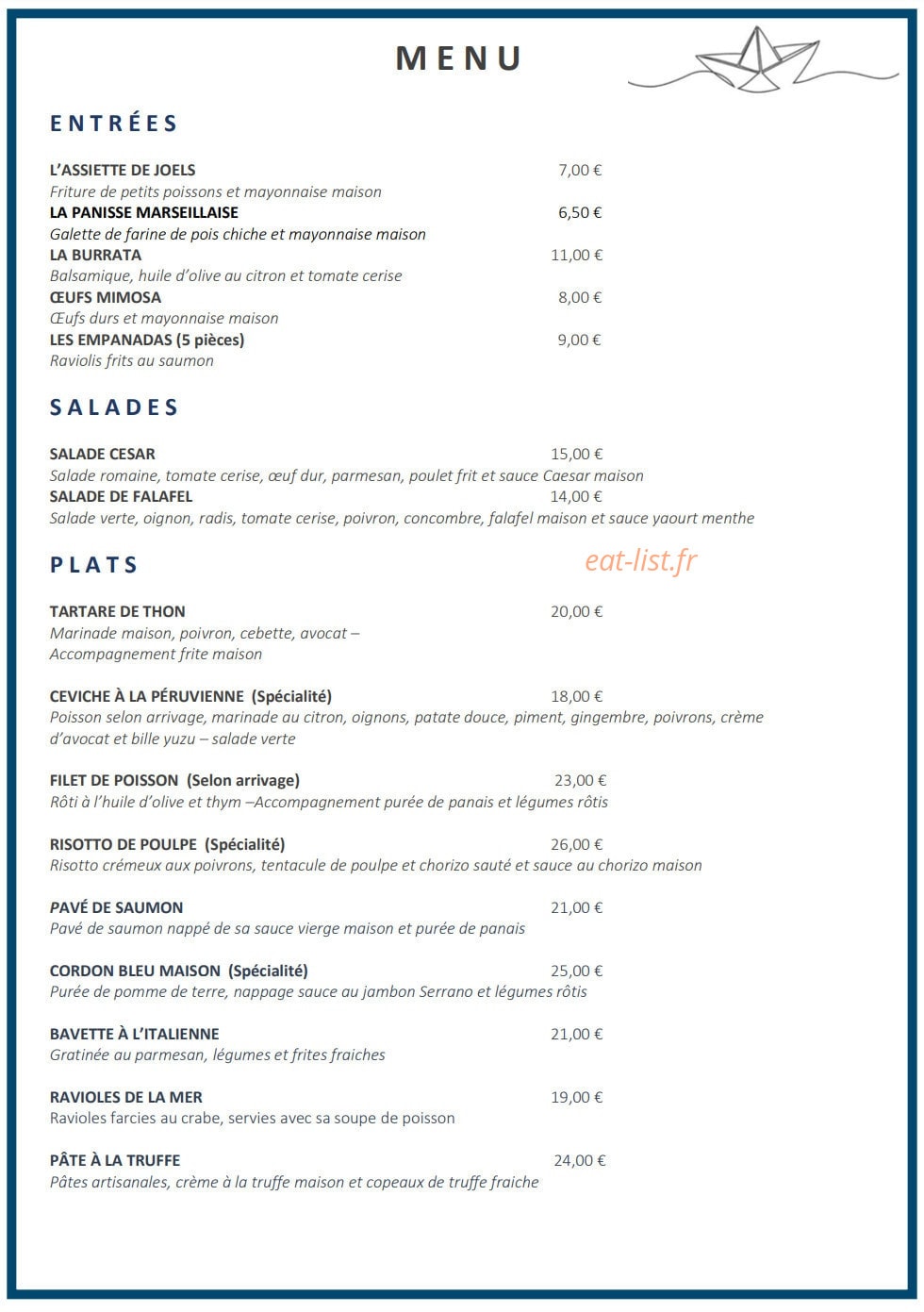 La Barque — carte page 1