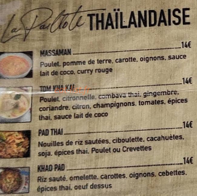 La paillote thaïlandaise — carte page 1