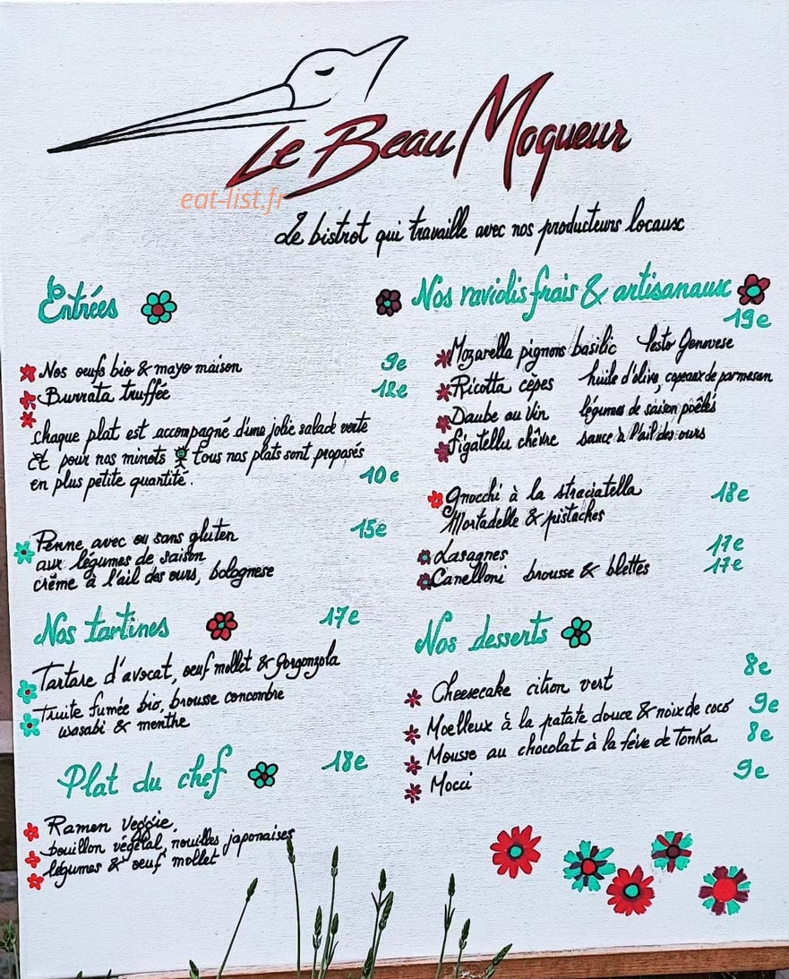 Le Beau Moqueur — carte page 1