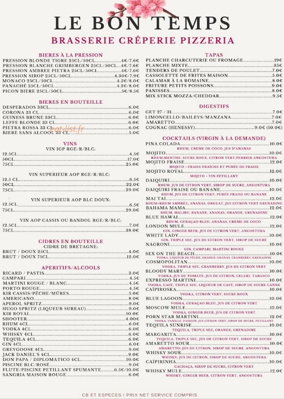 Le Bon Temps — carte page 4