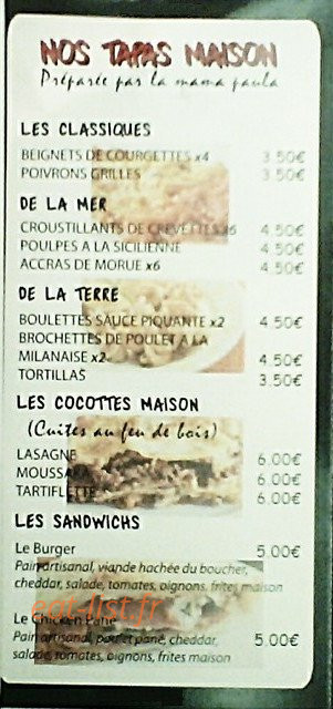 Le jaime tapas — carte page 2
