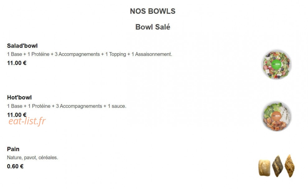 My Bowl — carte page 1