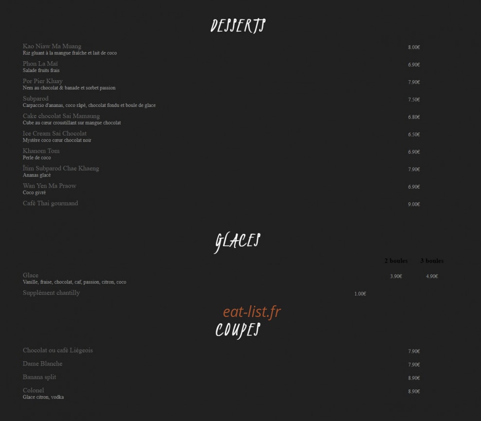 Ô Mets Thaï — carte page 3