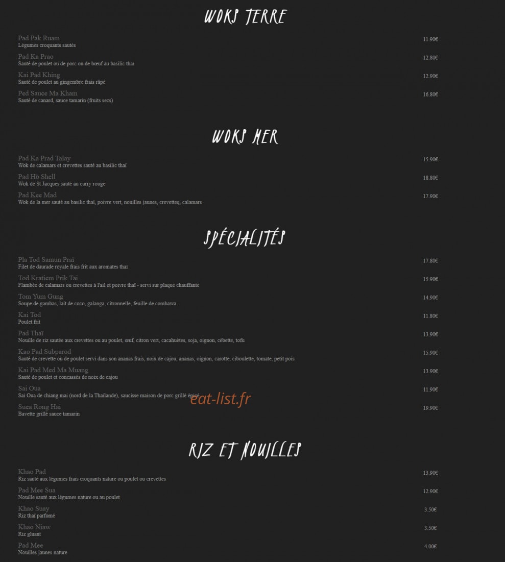 Ô Mets Thaï — carte page 2