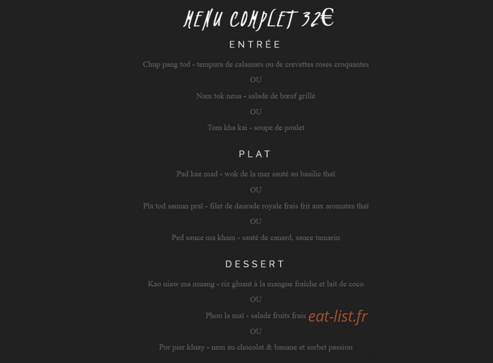 Ô Mets Thaï — carte page 4