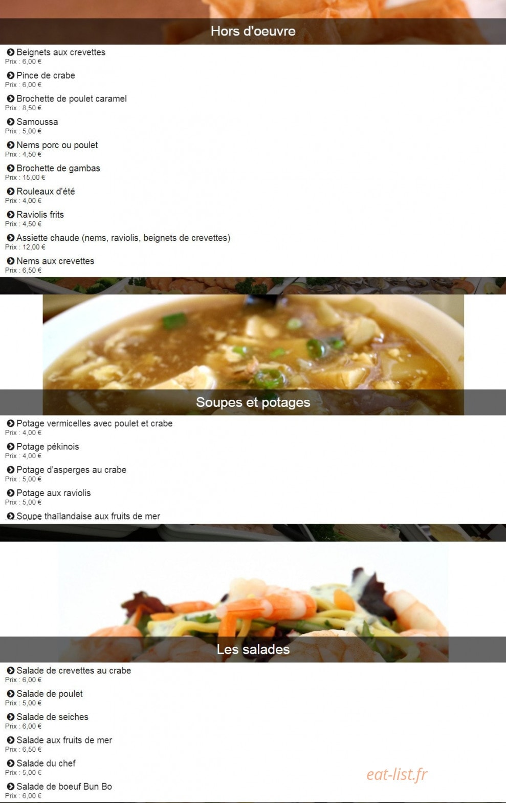 Restaurant Daxxia — carte page 2