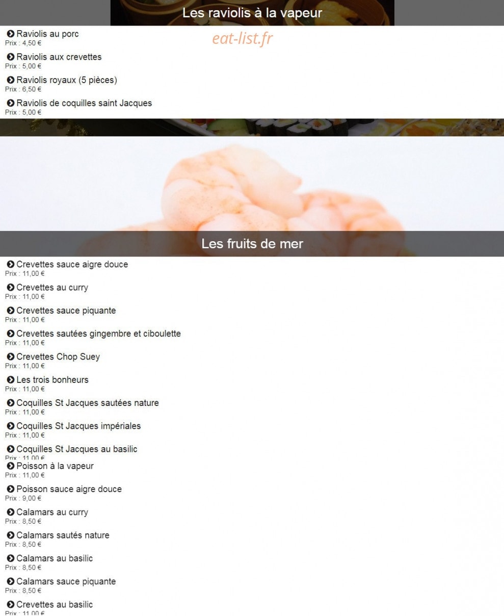 Restaurant Daxxia — carte page 3