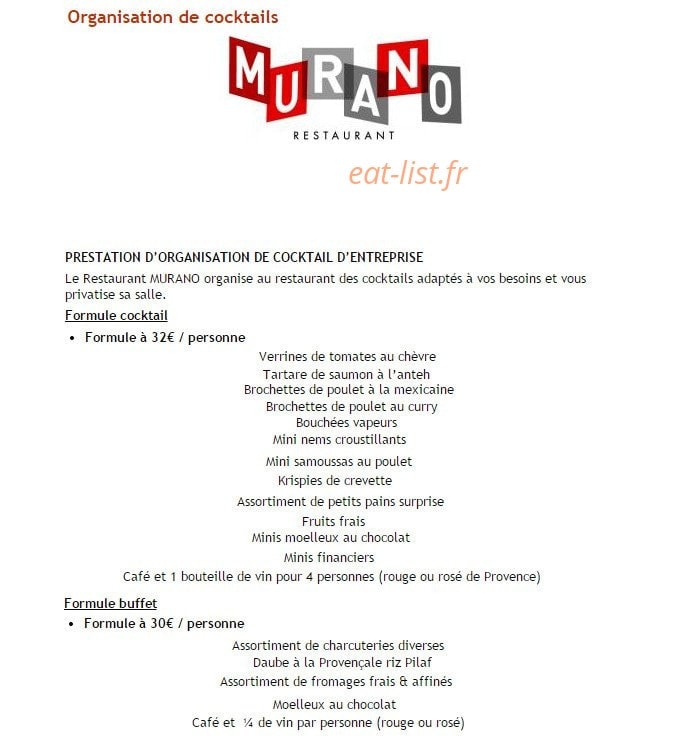 Restaurant le Murano — carte page 2