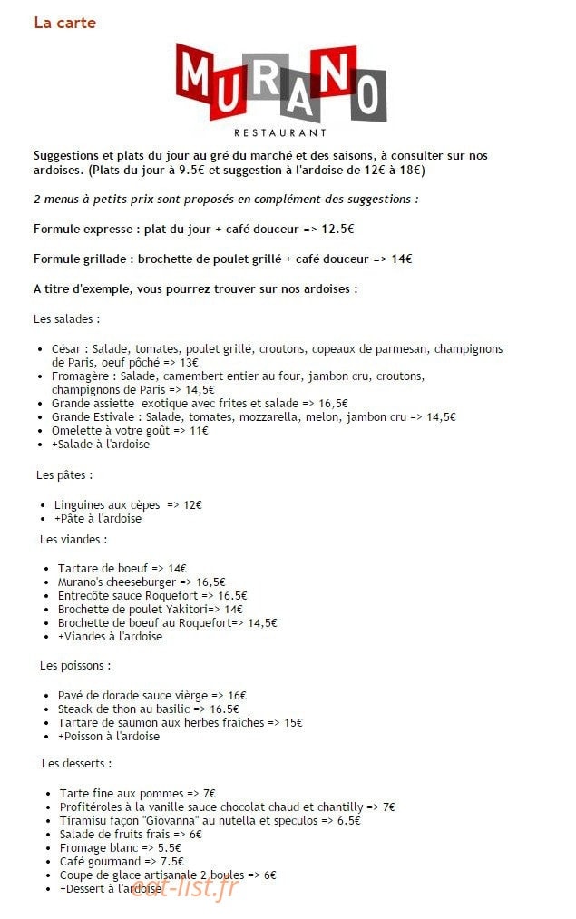 Restaurant le Murano — carte page 4