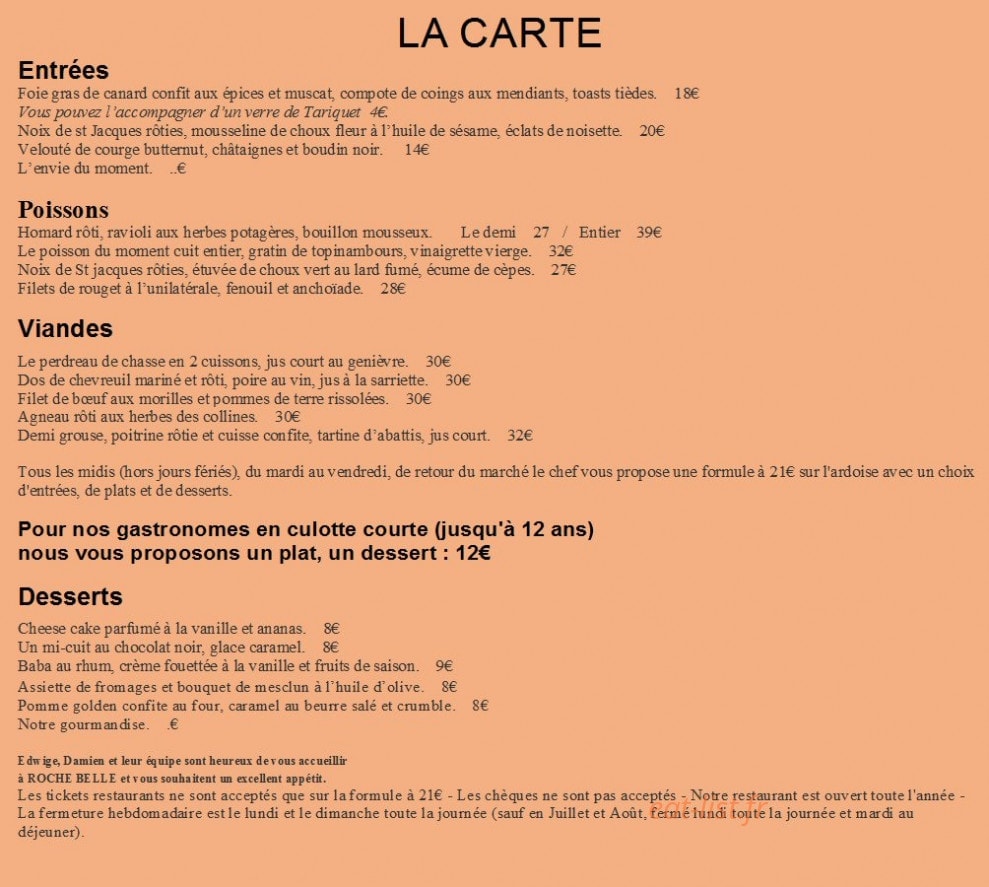 Roche Belle — carte page 1