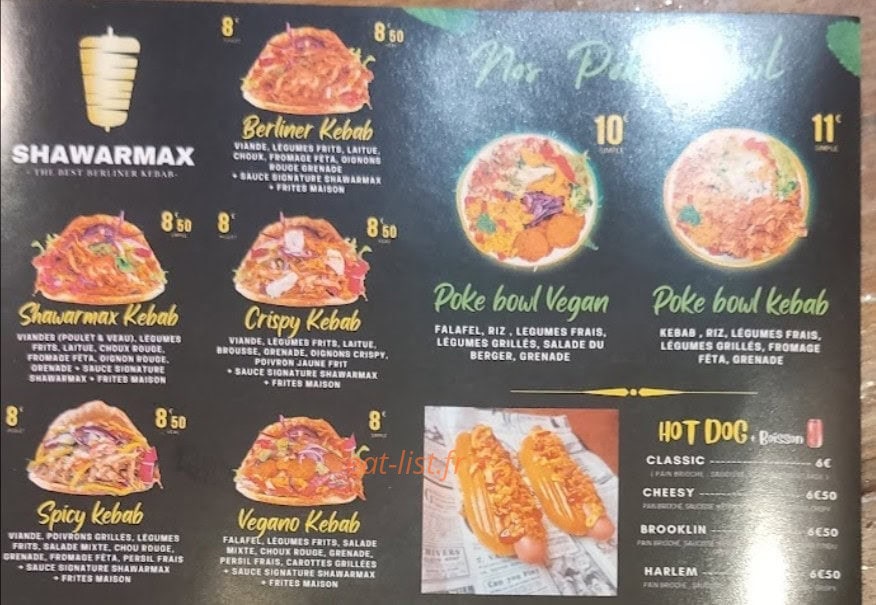 Shawarmax — carte page 1