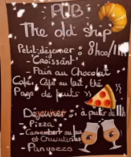The old ship pub & pizza — carte page 1