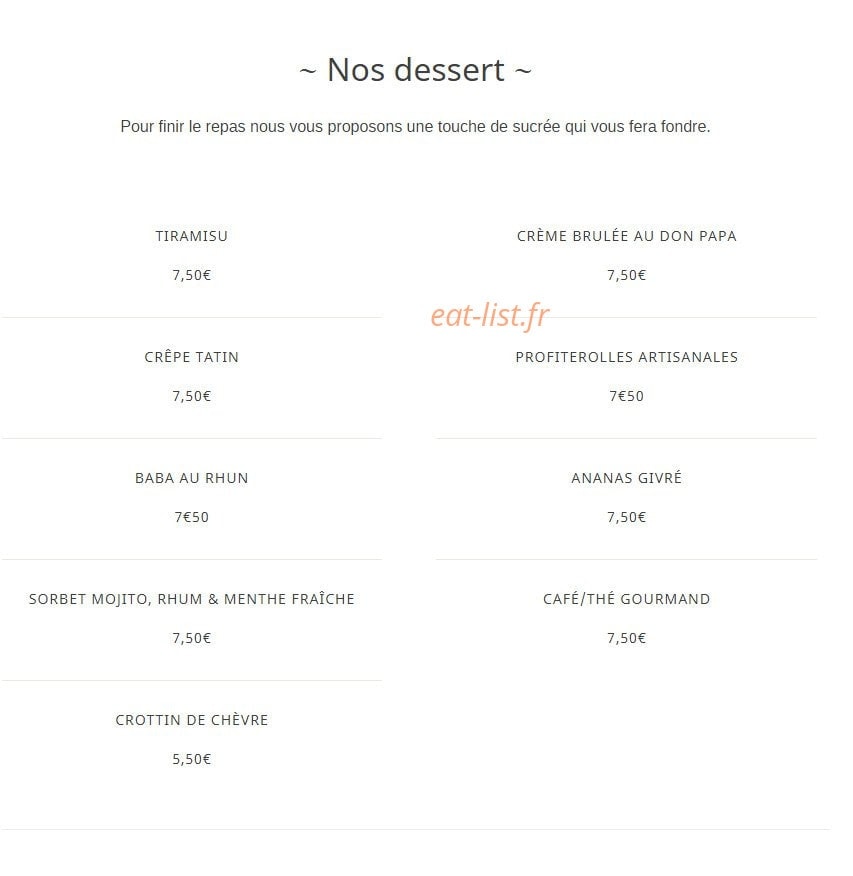 Carte et menu de Auberge Des Savoyants à Le Puy Sainte Reparade — Desserts
