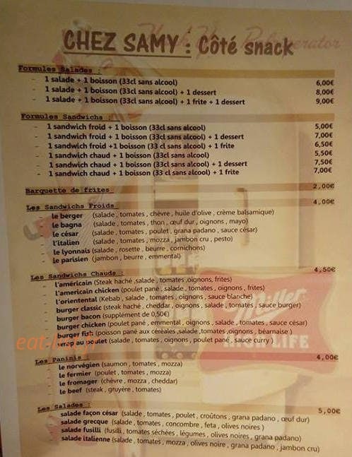 Chez samy — carte page 1