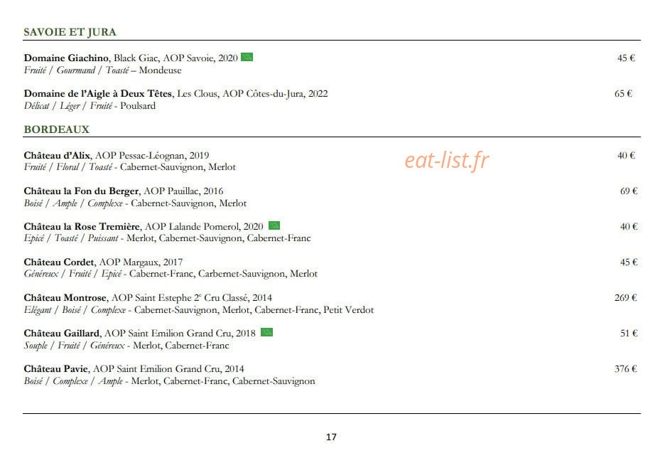 Carte et menu de La Petite Verrière à Le Puy Sainte Reparade — Les vins rouges page 6
