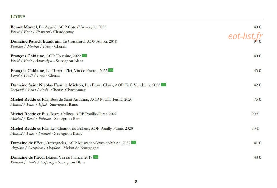 Carte et menu de La Petite Verrière à Le Puy Sainte Reparade — Les vins blancs page 6