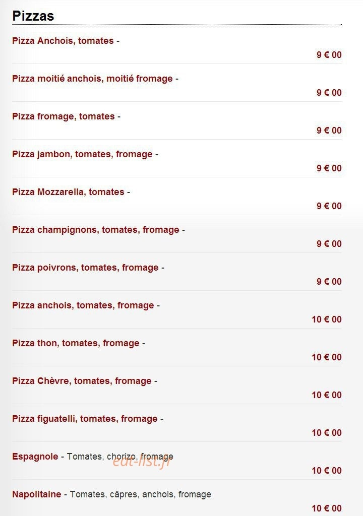 Carte et menu de La Tavaiolle à Le Puy Sainte Reparade — Les pizzas