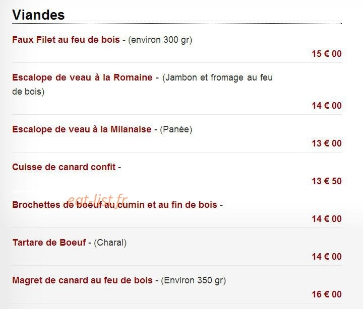 Carte et menu de La Tavaiolle à Le Puy Sainte Reparade — Les viandes