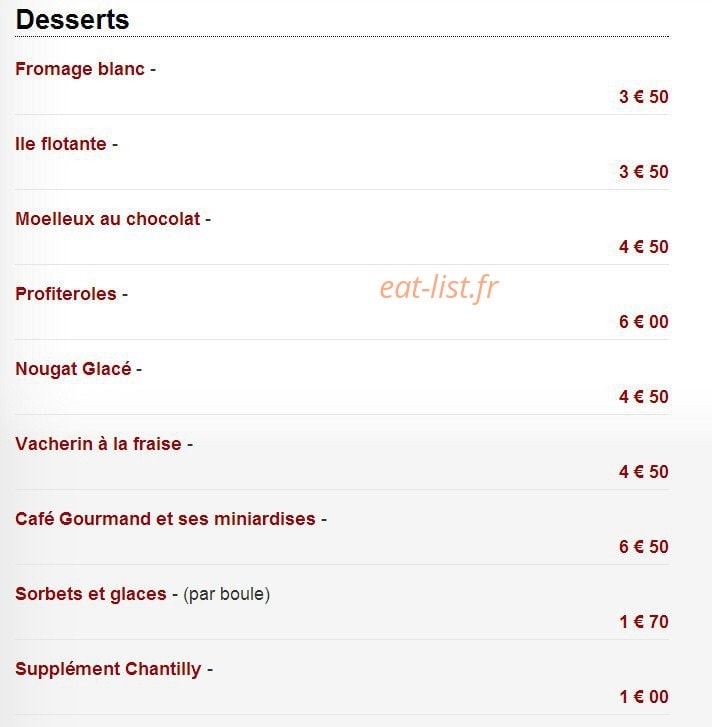 Carte et menu de La Tavaiolle à Le Puy Sainte Reparade — Les desserts