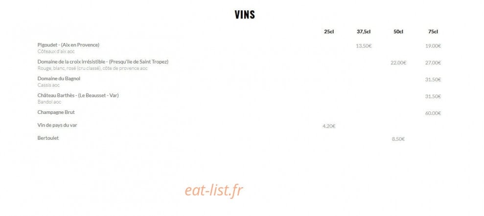 Le Beach café — carte page 6