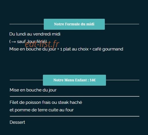 Carte et menu de Le Madrigal à Carry le Rouet — La formule du midi et le menu enfant