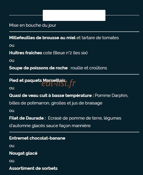 Carte et menu de Le Madrigal à Carry le Rouet — Le menu découverte à 35€
