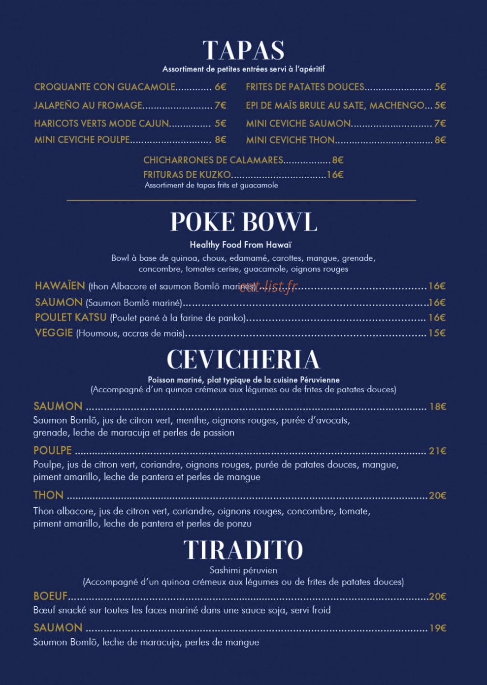 Restaurant Kuzko — carte page 1