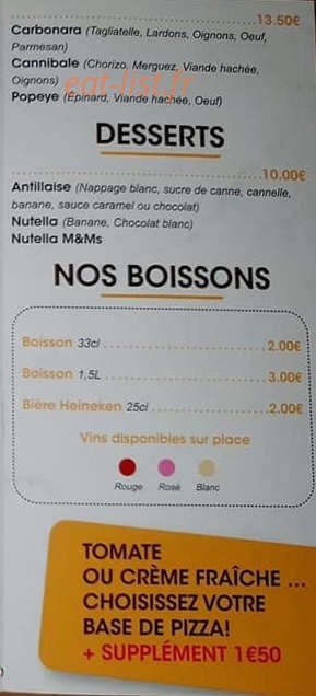 La Table du Pizzaio’Lo — carte page 2