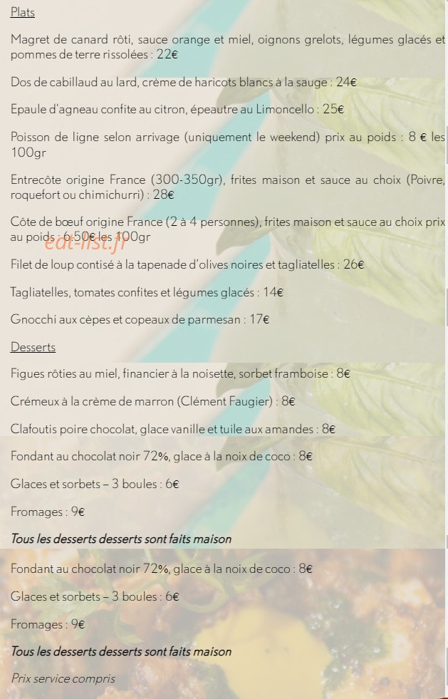 Le Café du Soleil — carte page 3