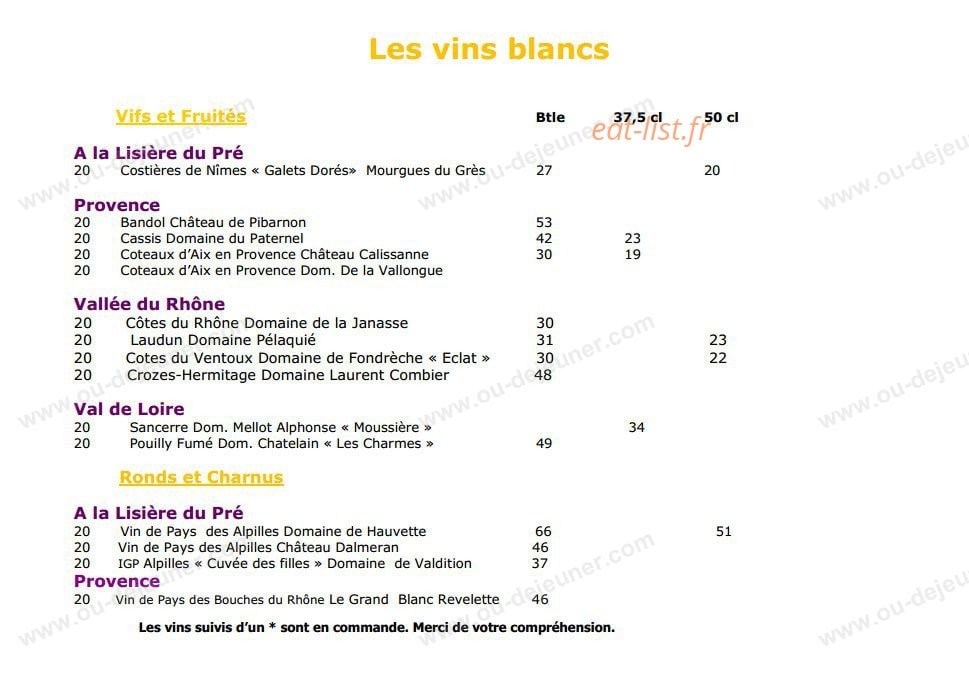 Le Pré Gourmand du Village — carte page 10