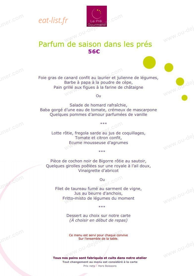 Le Pré Gourmand du Village — carte page 3