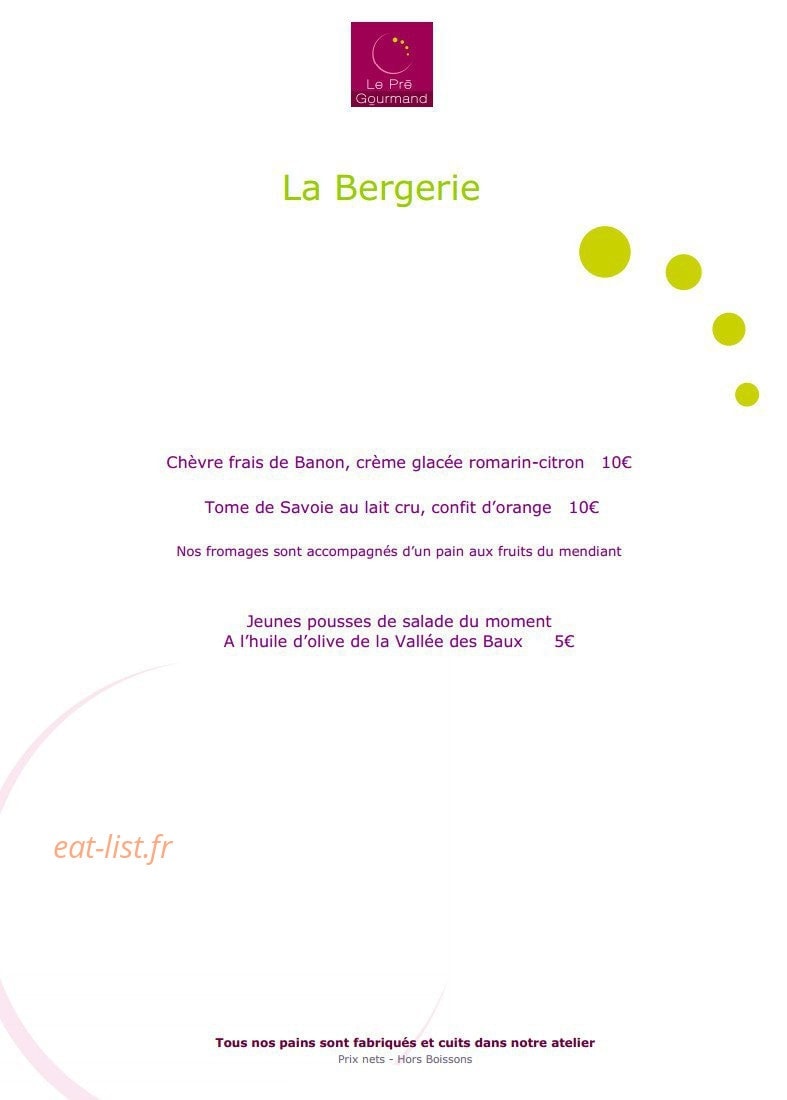 Le Pré Gourmand du Village — carte page 8