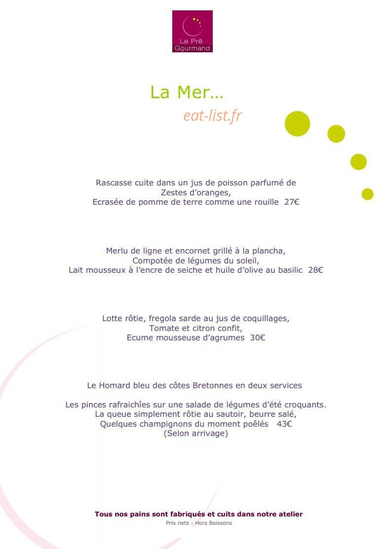 Le Pré Gourmand du Village — carte page 6