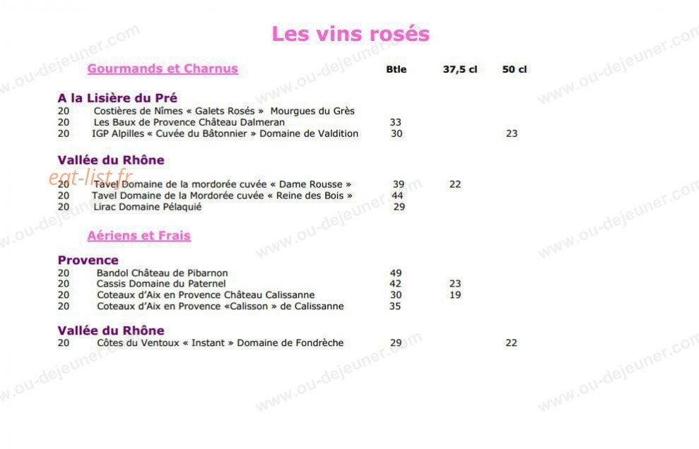 Le Pré Gourmand du Village — carte page 16