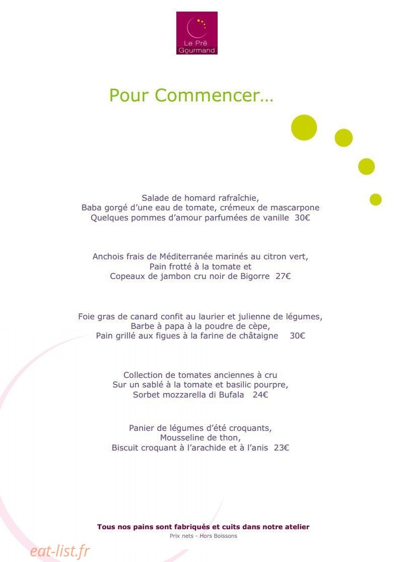 Le Pré Gourmand du Village — carte page 5