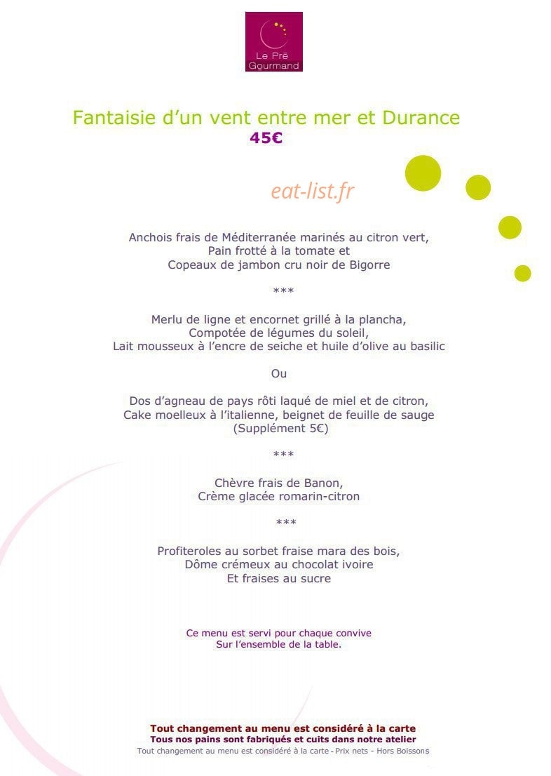 Le Pré Gourmand du Village — carte page 2