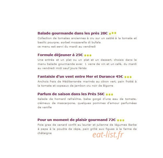 Le Pré Gourmand du Village — carte page 17