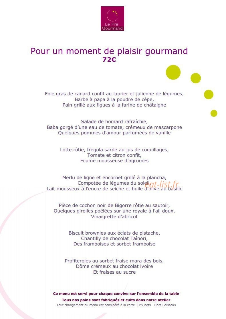 Le Pré Gourmand du Village — carte page 4