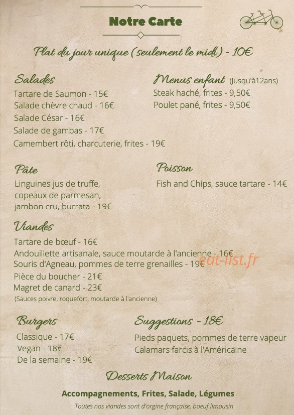 Au Tandem — carte page 1