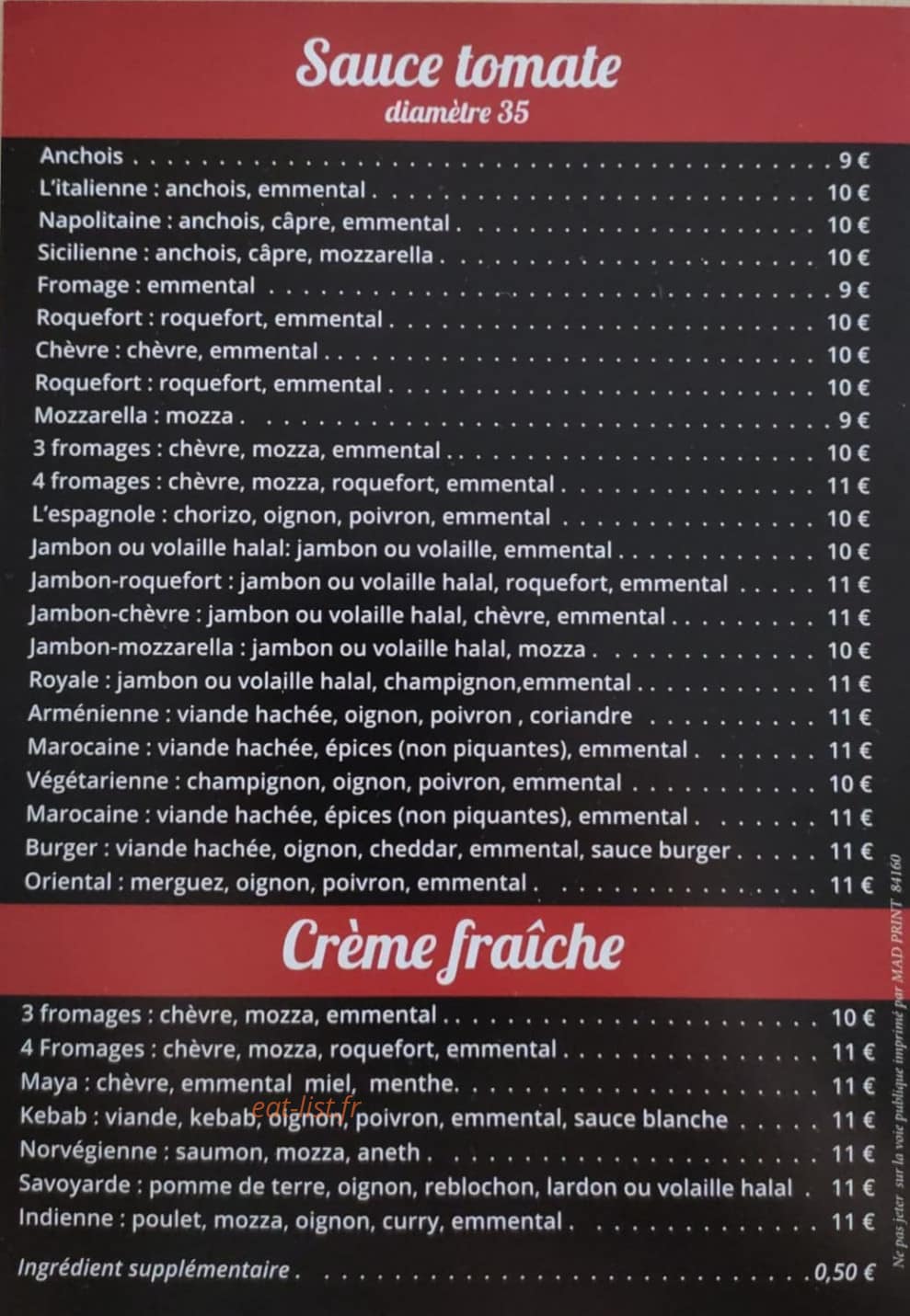 Jo Pizza — carte page 2