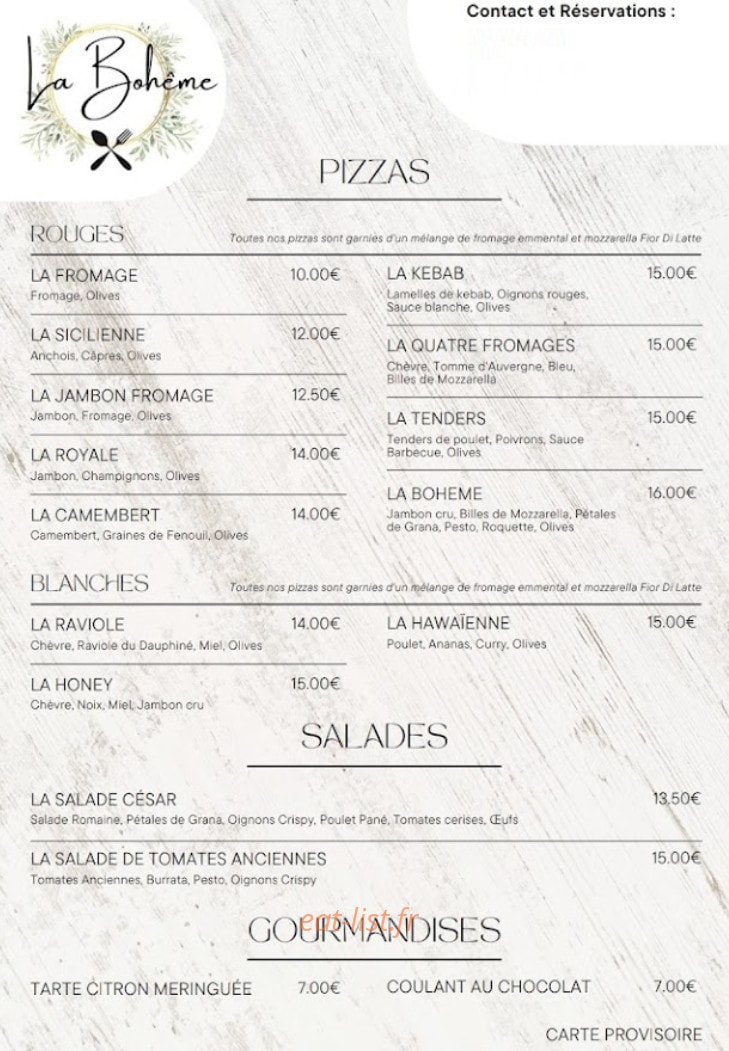 La bohême — carte page 1