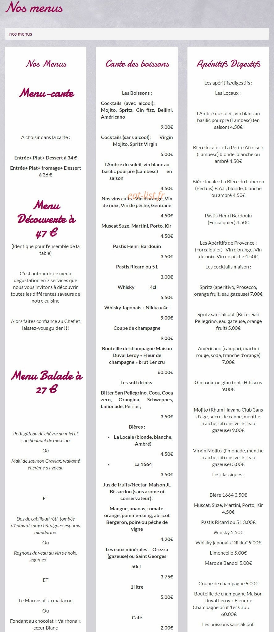 Le Grain De Sel — carte page 6
