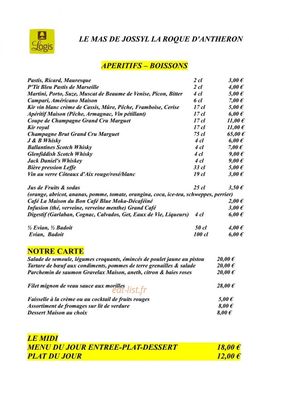 Le Mas de Jossyl — carte page 2
